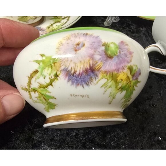 Royal Doulton Glasmis Thistle Tea Set 2 Cups & Saucers, Creamer & Sugar Bowl - Picture 7 of 13